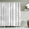 Modern Floral Shower Curtain White And Gray Flower Pattern Waterproof Bathroom Decor For Home Decoration