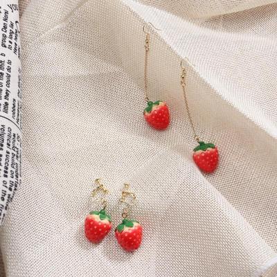 2025 Stylish Korean Sweet & Cute Strawberry Ear Clip-Ons for Women