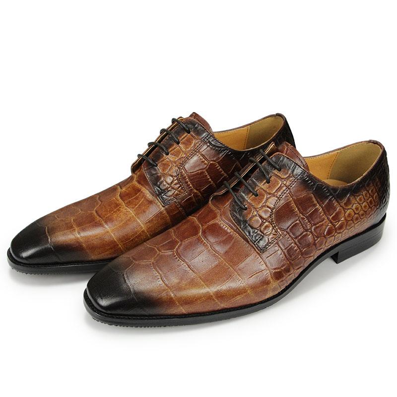 Mode Hohe Qualität Derby Schuhe Luxus Herren Echtleder Schuhe Hochzeitskleid Klassische Freizeitschuhe Krokodilmuster Kostenloser Versand