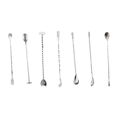 Durable 304 Stainless Steel Cocktails Spoon Double Ended Mixing Tool Polished Finish For Professional And Home Bartending