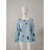 2026 Spring New V-neck Feather Print Long Sleeve Loose T-shirt for Women