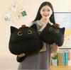 Cute Western Cartoon Kitten Plush Pillow - Black Cat Sleep Companion for Girls