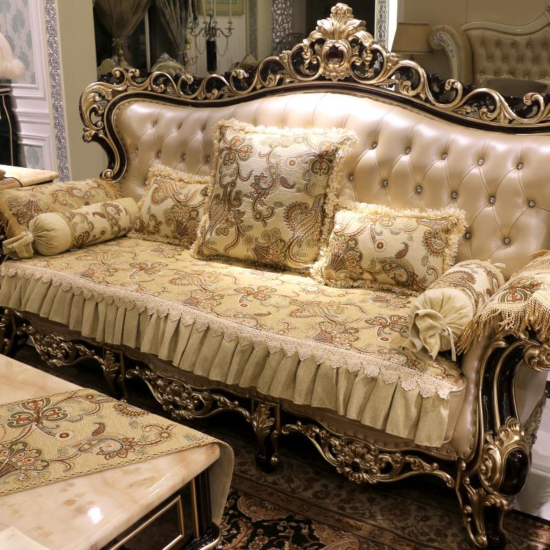 Luxusní potah na pohovku Four Seasons Universal Dekor do obývacího pokoje Polštář na pohovku Evropský protiskluzový Potah na pohovku Žakárová tkanina Potah