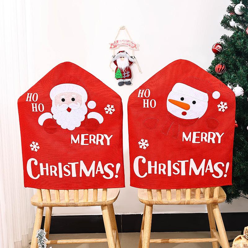 Christmas Decorations Cartoon Santa Claus Snowman Chair Cover Hoho Doll Chair Cover Dining Table Christmas Decoration