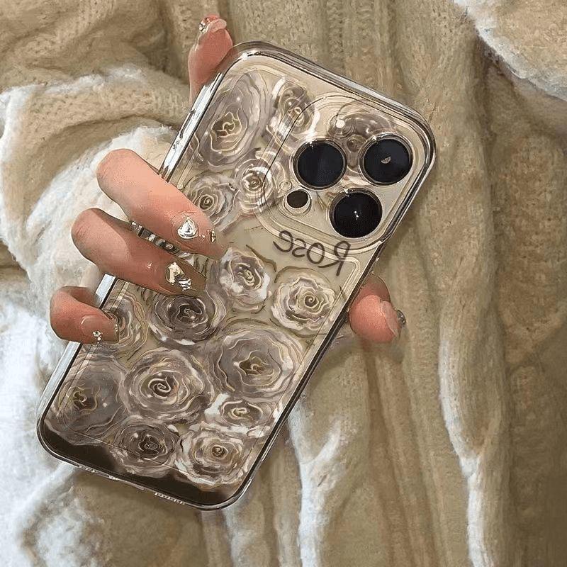 Full Screen Crystal Rose Soft Case for Apple iPhone 17 Pro Max/16/15/14