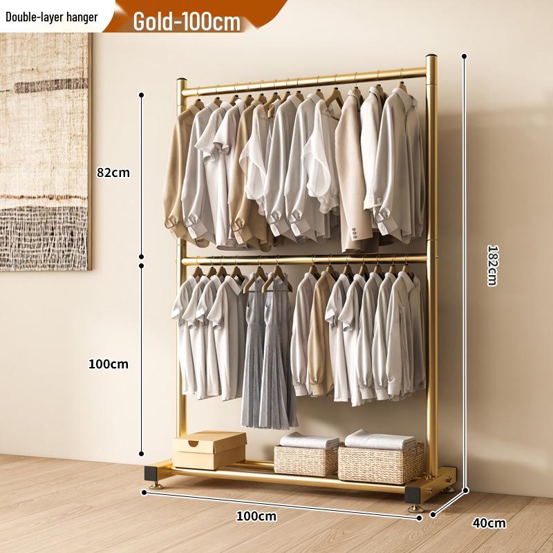 Single-Layer Clothes and Hat Rack for Bedroom or Balcony - Floor-Standing Design