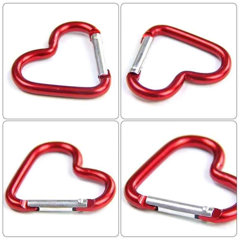 3PCS Heart Shaped Carabiner Colorful Aluminum Alloy Keychain for Camping Travel Luggage Key Ring Hanging Sorting Accessories ZYF