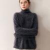 Women's 100% Pure Cashmere High Neck Sweater - Loose, Warm, Long Sleeve Knit Base Layer for Autumn/Winter