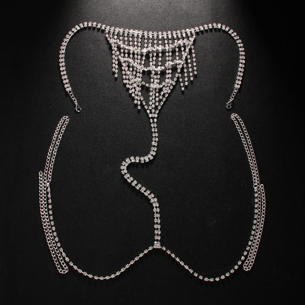 Lanț de Talie cu Franjuri și Strassuri pe Mai Multe Niveluri Chiloți Lanț de Corp Sexy pentru Plajă Lanț de Corp pentru Doamne