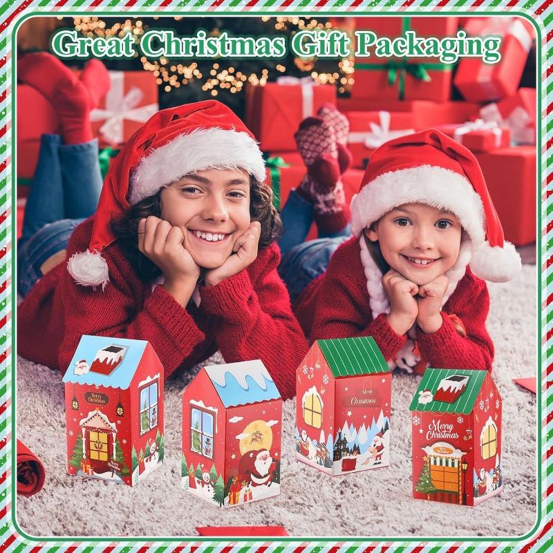 50 PCS Christmas Gift Boxes Candy Storage Machine Snowman Gingerbread Dry Box Bow Gift Box Christmas Gifts Christmas Decorations