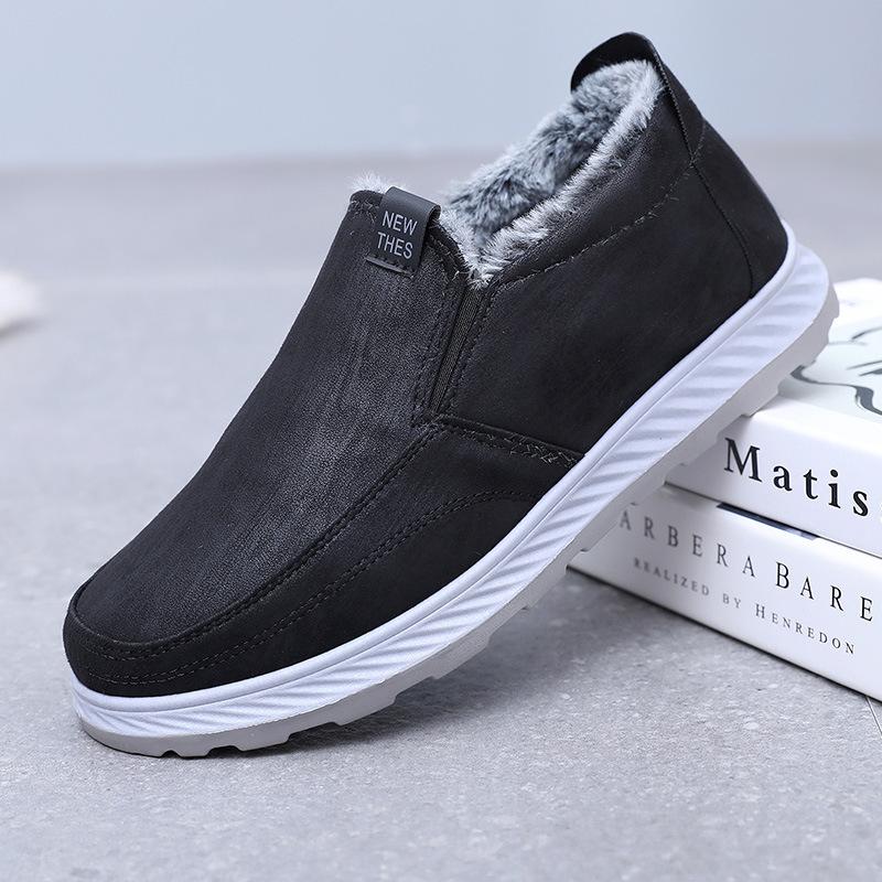 

Зимние мужские бархатные теплые хлопковые туфли, модные, водонепроницаемые, с утолщенной мягкой подошвой, повседневные туфли для папы, утолщенные 44