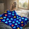 Colorful Heart Flannel Blanket Warm Soft Halloween Christmas Decorative Couch Warm Cozy All-Season Gift