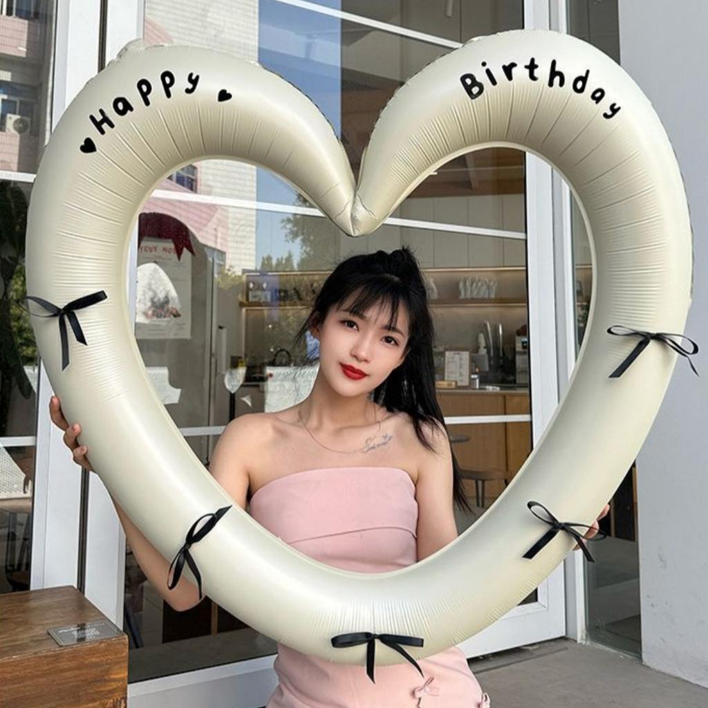 40 inch Pink Red Heart Balloon with Bow for Romantic Confession Photo Prop Birthday Valentines Day Party Wedding Decor