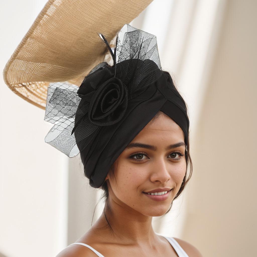 Новая Большая Кружевная Цветочная Африканская Бандана Повязка на Голову Женская Эластичная Шапочка при Выпадении Волос Тюрбан Свадебная Вечеринка Головной Убор Аксессуары для Волос