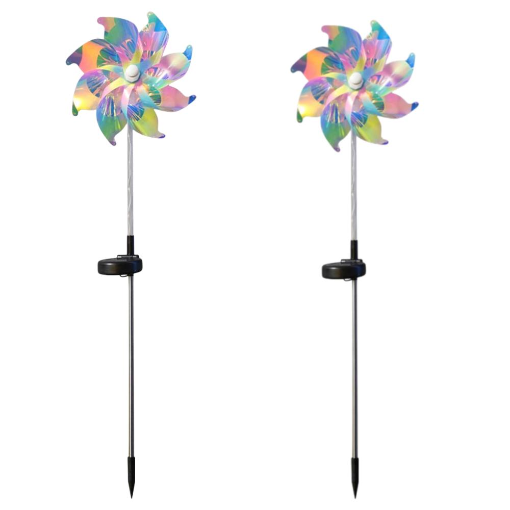 Xiaomi 2PC Solar Powered Colorful Windmill Stake Lights - Waterproof Outdoor Garden Backyard Wedding Party Decorative Lighting