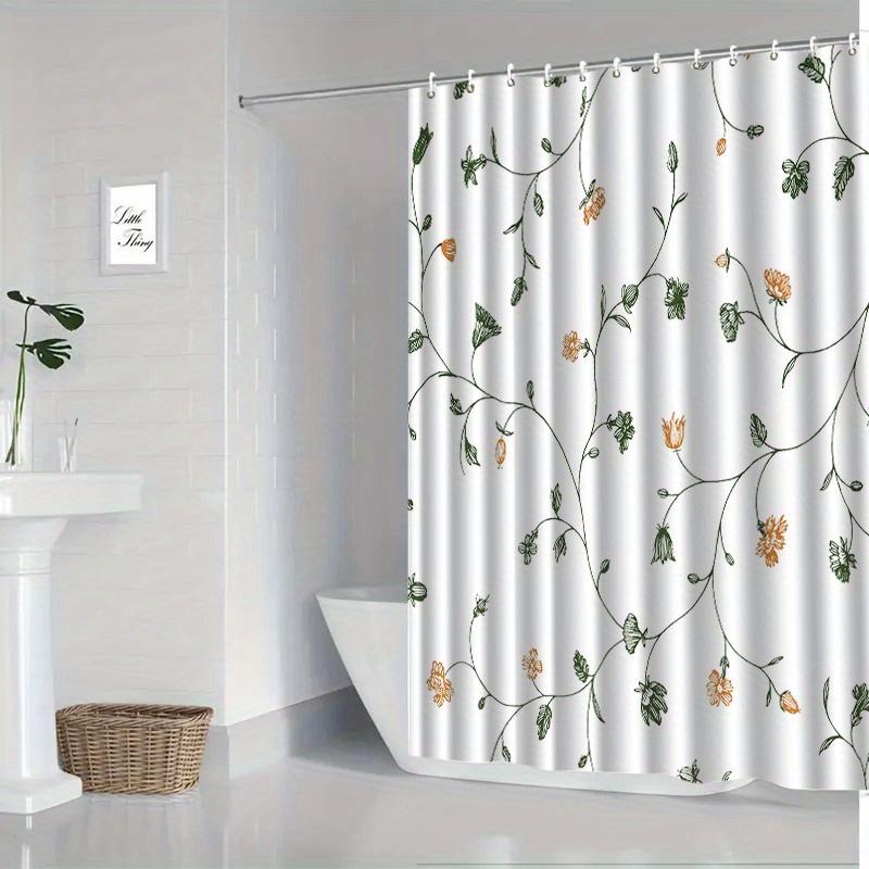 A Floral Design Shower Curtain with Hooks, Ideal for Decorating Bathrooms, Including Windows And Walls, Suitable for Use in Any
