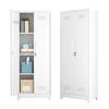 White 65" Metal Cleaning Tool Storage Cabinet with Locking Doors, Shelves, Hanging Rod & S-HooksW