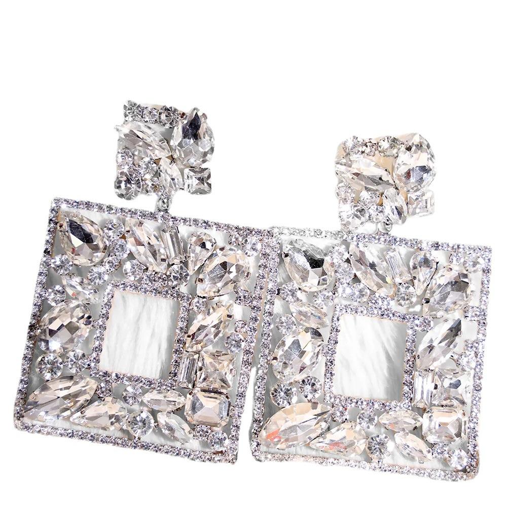 

Новые квадратные серьги со стразами, модные, преувеличенные серьги