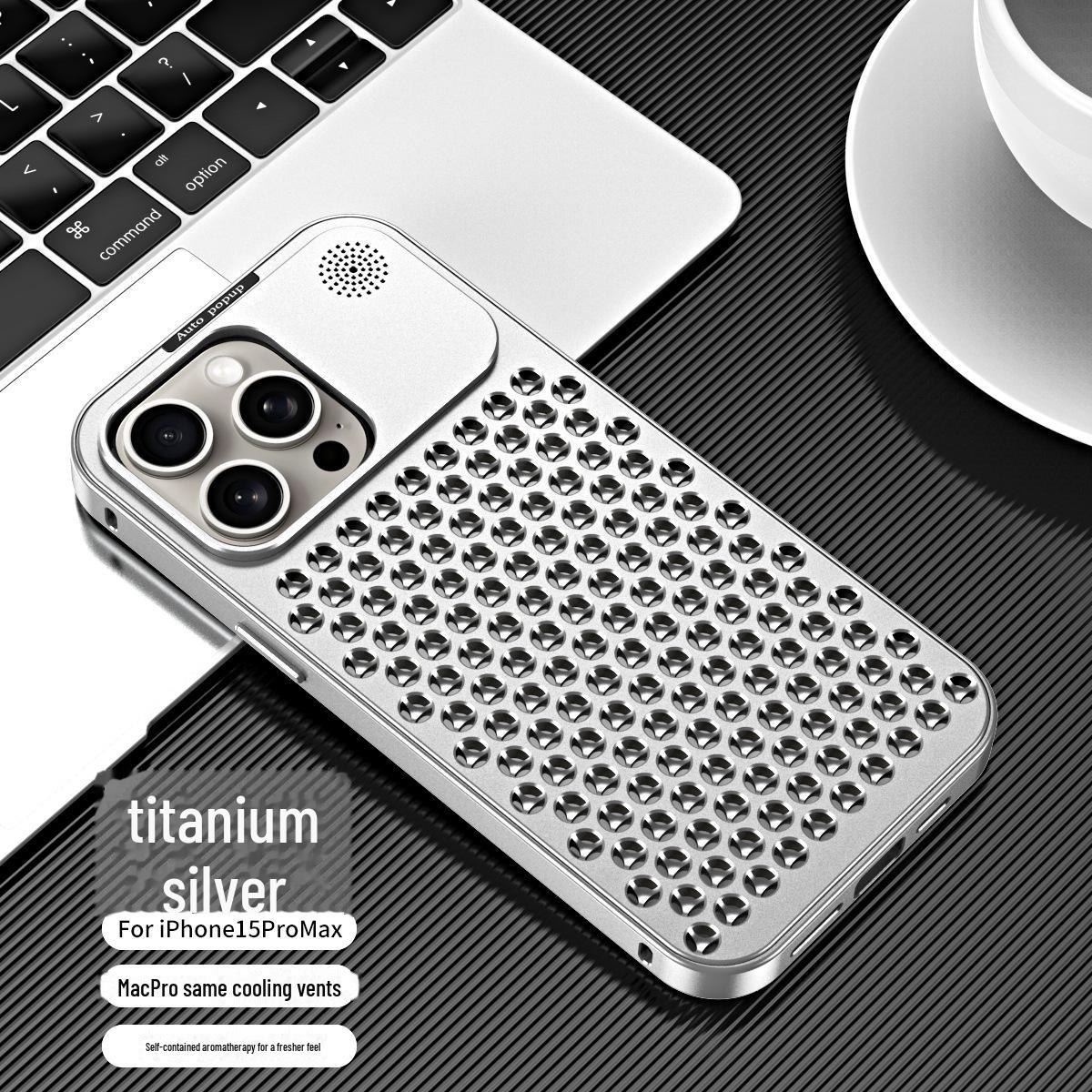 

Чехол-пружинная пряжка из алюминия для ароматерапии для iPhone 14 Pro/15 — теплоотвод и защита от падений iPhone 12 Pro Max