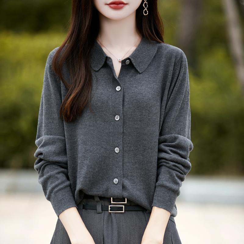 Dámský kašmírový kardigan Qinghe kašmír 50% vlna 50% hedvábí Dámský podzimní a zimní kašmírový kardigan měkký a hřejivý