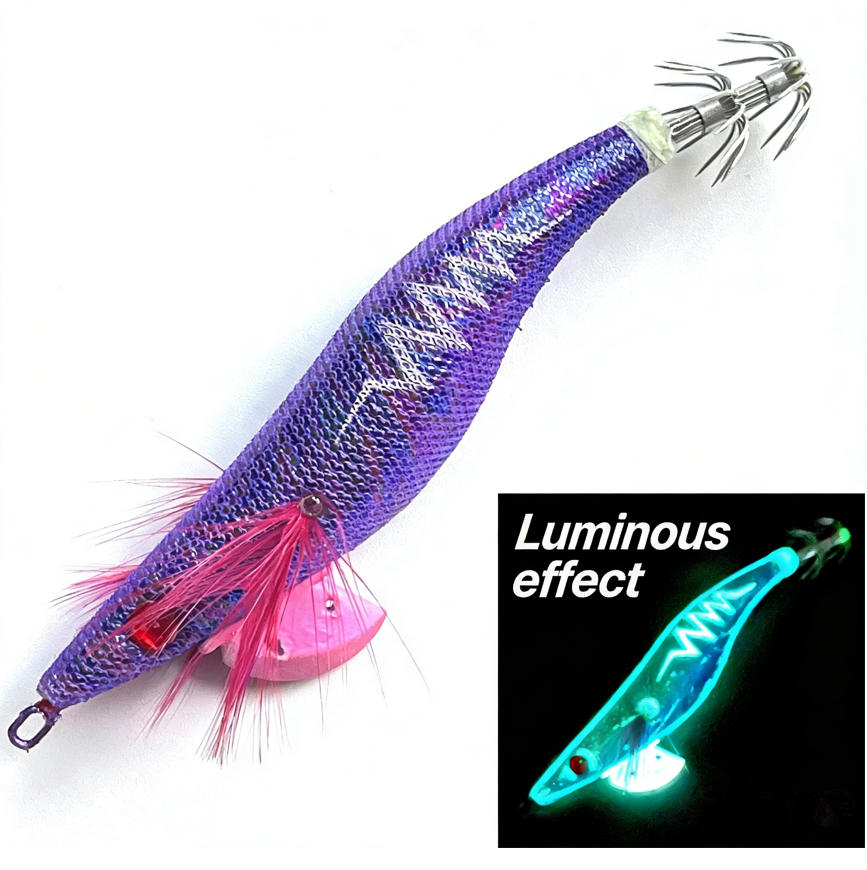 Daoyu Realistic 3.5# Strong Hook Metal Lure Squid Fishing Bait Luminous EGI Jigging for Trolling Fishing Trusted Factory