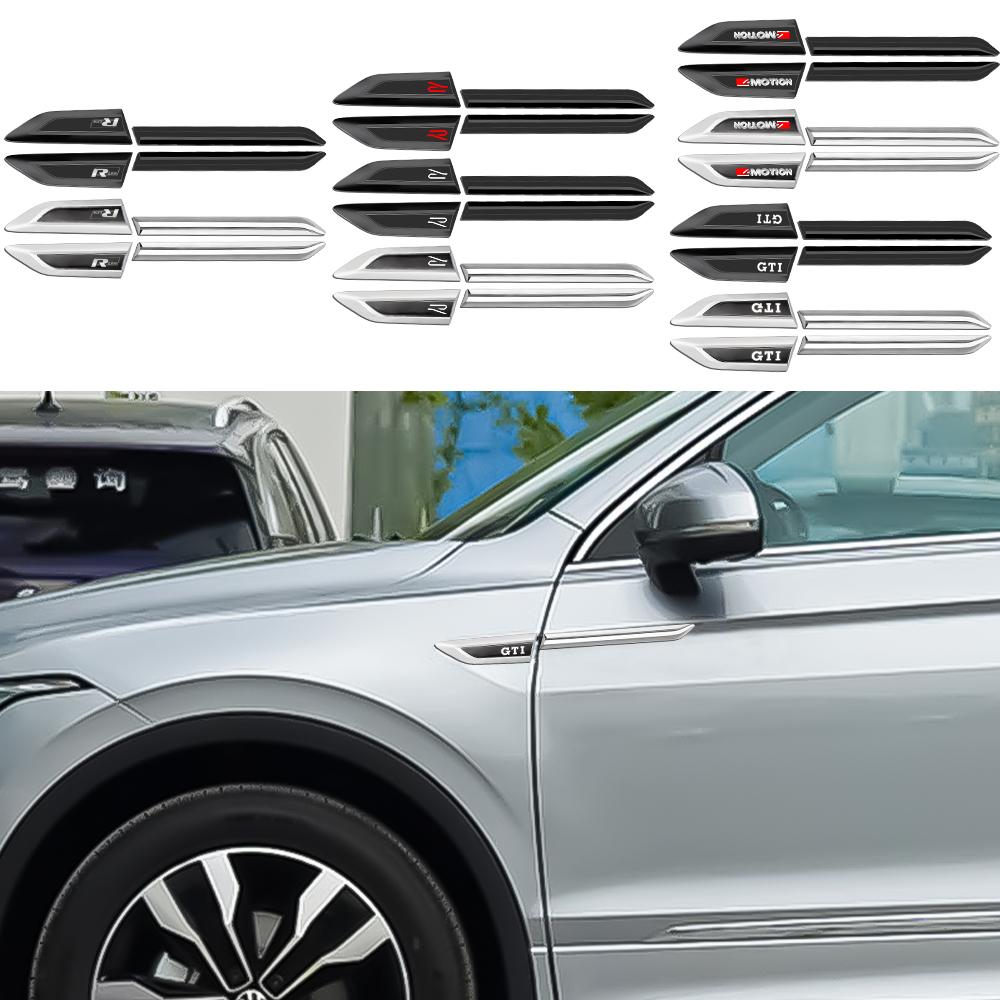 2 pièces Logo 3D ABS Aile Latérale d'Aile de Voiture Emblème Autocollant Accessoires Pour Volkswagen VW R GTI 4MOTION Rline Tiguan L 2017 Décoration