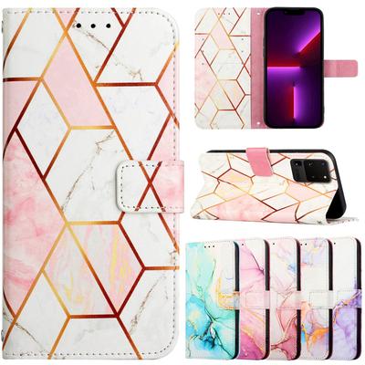 Marble Leather Case For Samsung Galaxy A22 A32 A52s 5g A12 M12 M32 A52 A72 A02s Cases Wallet Card Holder Flip Phone Cover Women