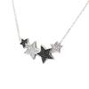 Les Trésors De Lily [P5044] - Silver Necklace 'Star' Black White Silver (rhodium Plated)