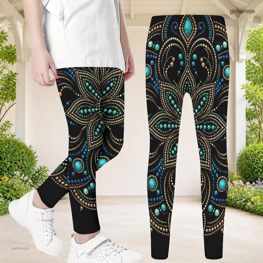 Girls Rainbow Galaxy Printed Full Length Stretch Waist Yoga Leggings