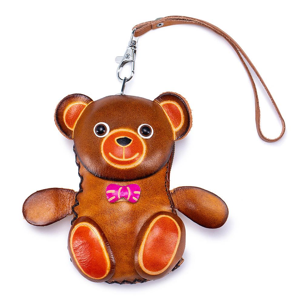 Cowhide Creative Handmade Change Bag, Wrist Bag, Key Bag, Coin Bag, Zodiac Animal Storage Bag