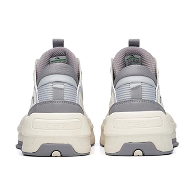 Anta C37 2.0 Synthetic Leather Slip Resistant Cushioning Abrasion Resistant Mid Top Skateboard Shoes Men's White Gray 912228082-1
