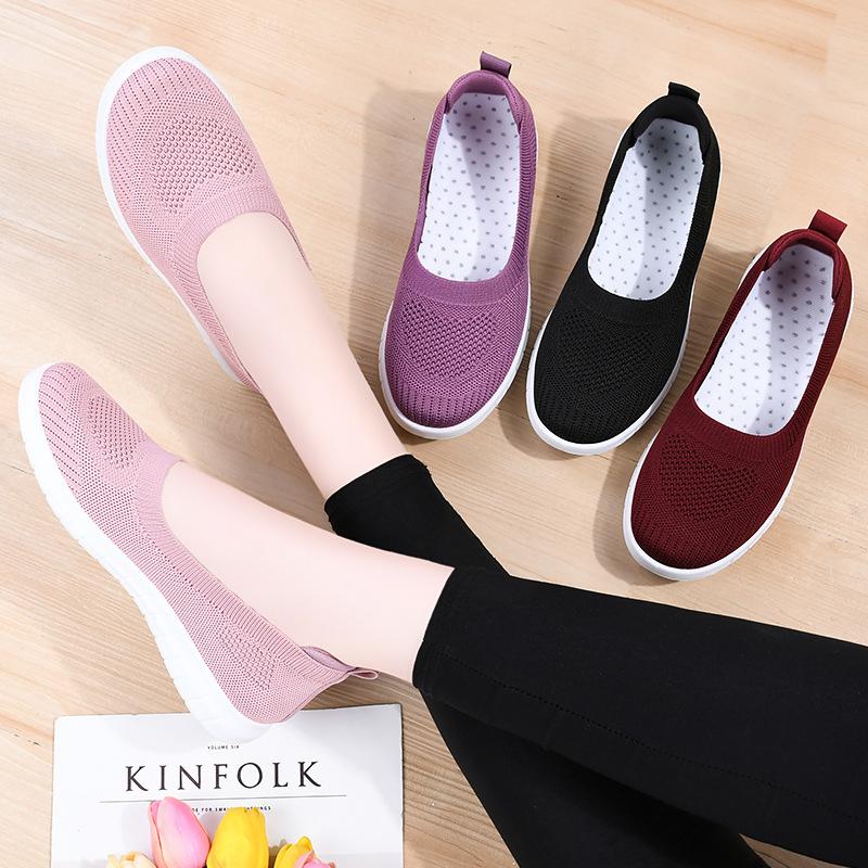 Summer new fly-woven shoes flat-soled women's shoes one-pedal shoes soft-soled versatile breathable shoes
