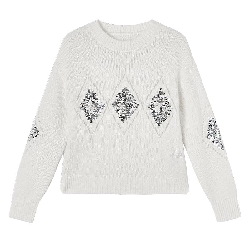 Xiangying Women's Sequin Embroidered Knit Sweater
