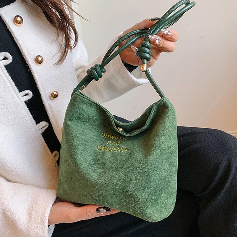 Borsa a mano in pelle scamosciata, casual, con fibbia in corda, multicolore, tracolla regolabile, tote, borsa a tracolla da lavoro, secchiello