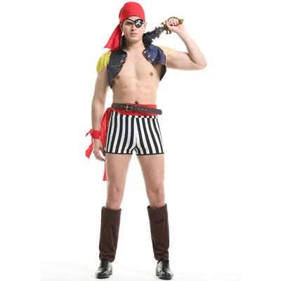 Mužský pirát, Halloweenský kostým, cosplay kapitán karibské pirátské show kostým cos uniforma