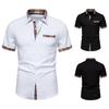 Men's Casual Short-sleeved Dress Shirt Plaid Collar Button-down Shirt