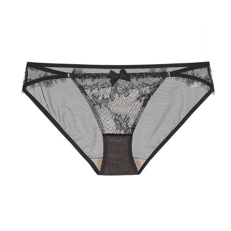 

Ультратонкие кружевные женские трусики - Дышащая ластовица из чистого хлопка, Удобная посадка, Треугольный дизайн без врезания Extra Large чёрный
