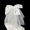 Delicate Wedding Bridal Lace Veil with Pearl/ Bowknot Girls Bride Veil Long Tulle Wedding Tiaras for Marriage Women