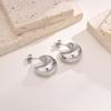 Stainless Steel Open Hoop Earring Women, Crescent Moon Shape Tube Earring Gold Plated Trendy Gift