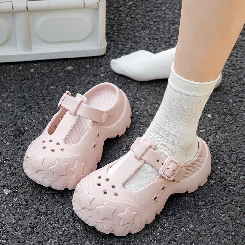 Damen Plateau-Slipper Mode Clogs Weibliche Sommer Garten Schuhe Dicke Sohle Niedliche Stern Freizeit Sandalen Mädchen Indoor Strand Pantoletten
