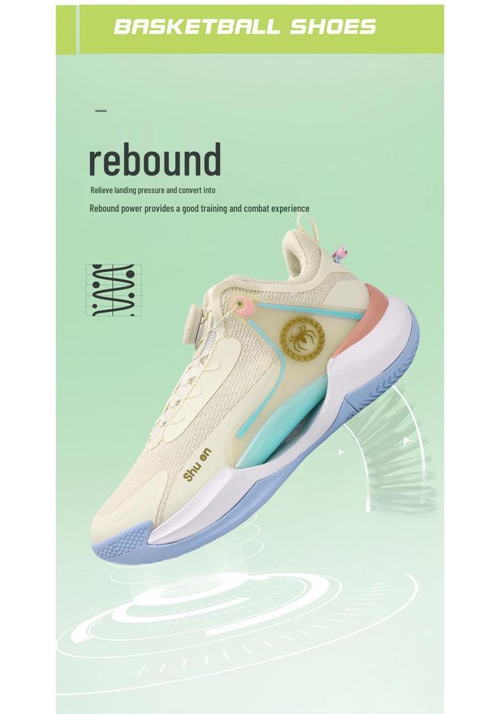 Unisex Luminous Low-Top Basketball Shoes with Rotary Buckle, Wear-Resistant Mesh Upper, Ideal for Spring and Summer Training.