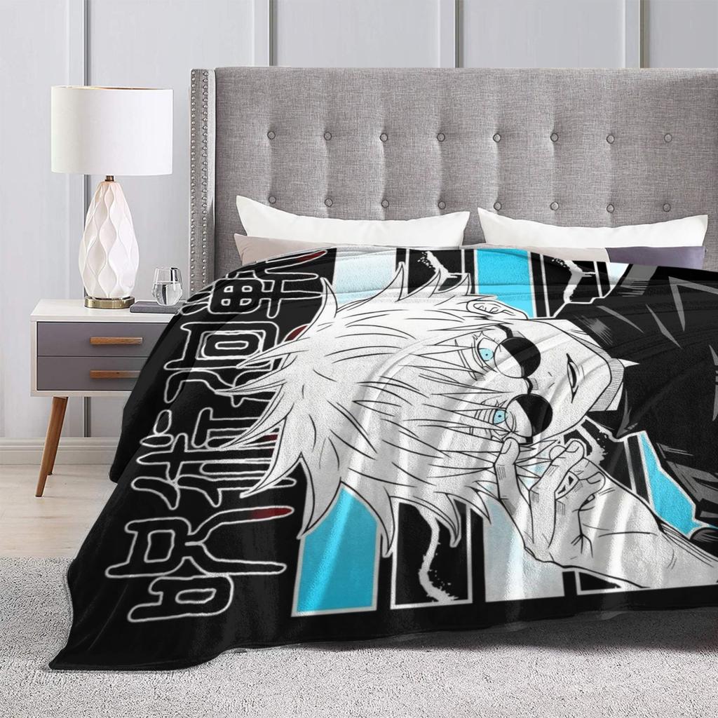 Jujutsu Kaisen Blanket Gojo Satoru Anime Flannel Throw Blankets Bedding Couch Personalised Soft Warm Bedspreads,