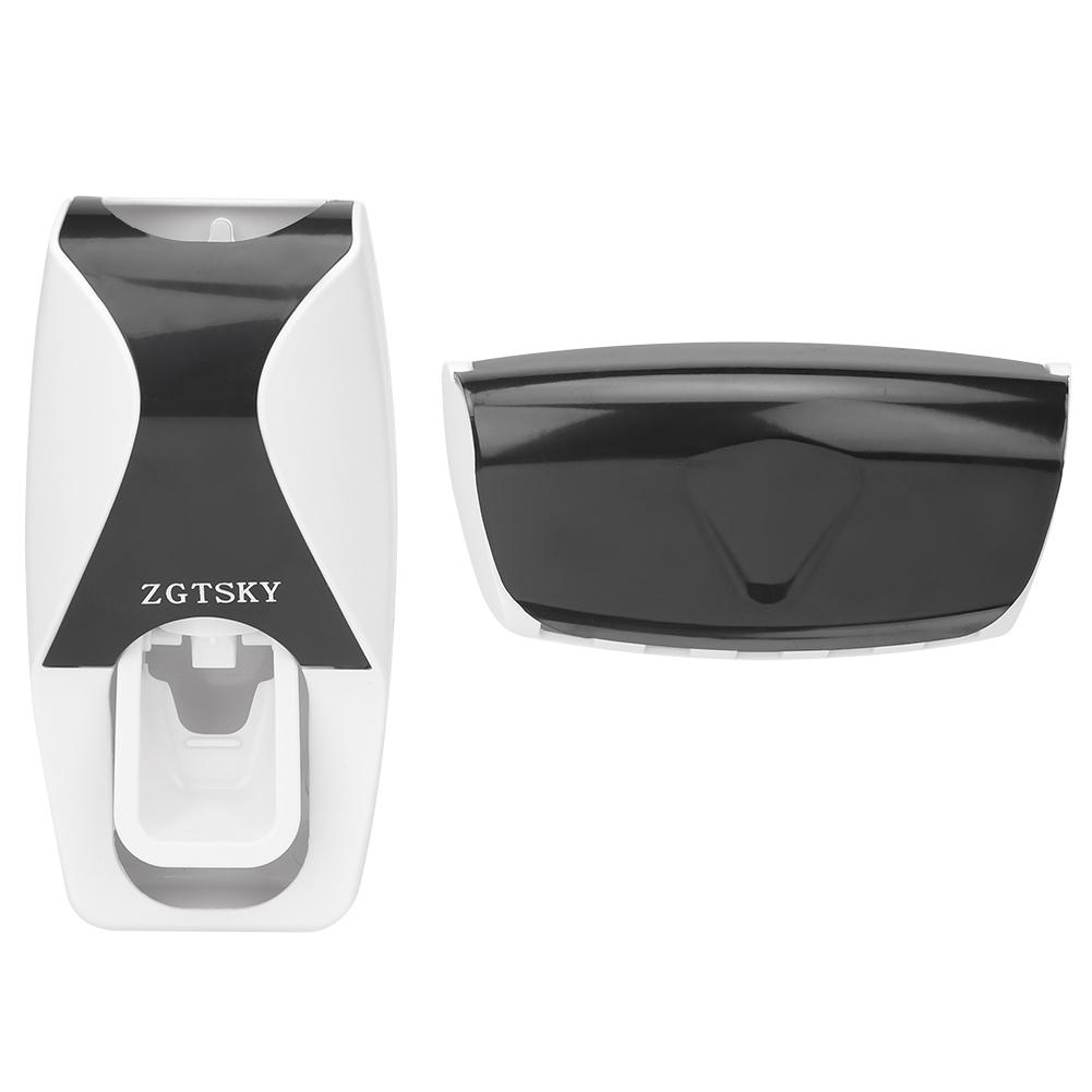 Wall Mounted Toothbrush Toothpaste Holder Automatic Toothpaste Dispenser Squeezer for Family Washroom BathroomBlack