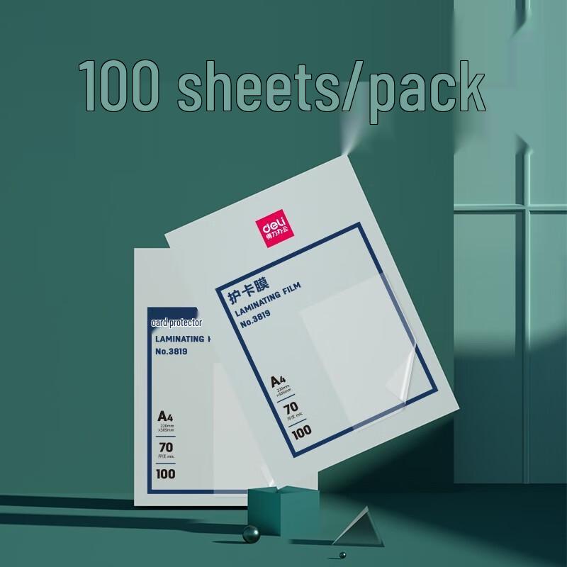 Deli 3819 Transparent Laminating Film (100 Sheets) CN Plug (adapter Included)