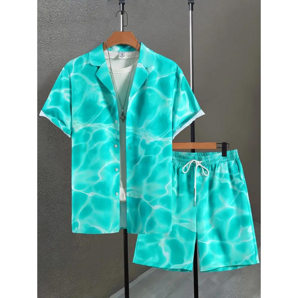 Hawaii Summer Rose 3D Printed Men's Shirt Set Fashion Short Sleeve Shirt Oversized Casual Beach Shorts Street Suit