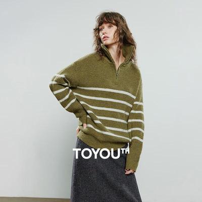 Women's Faux Mohair Zipper Lapel Sweater