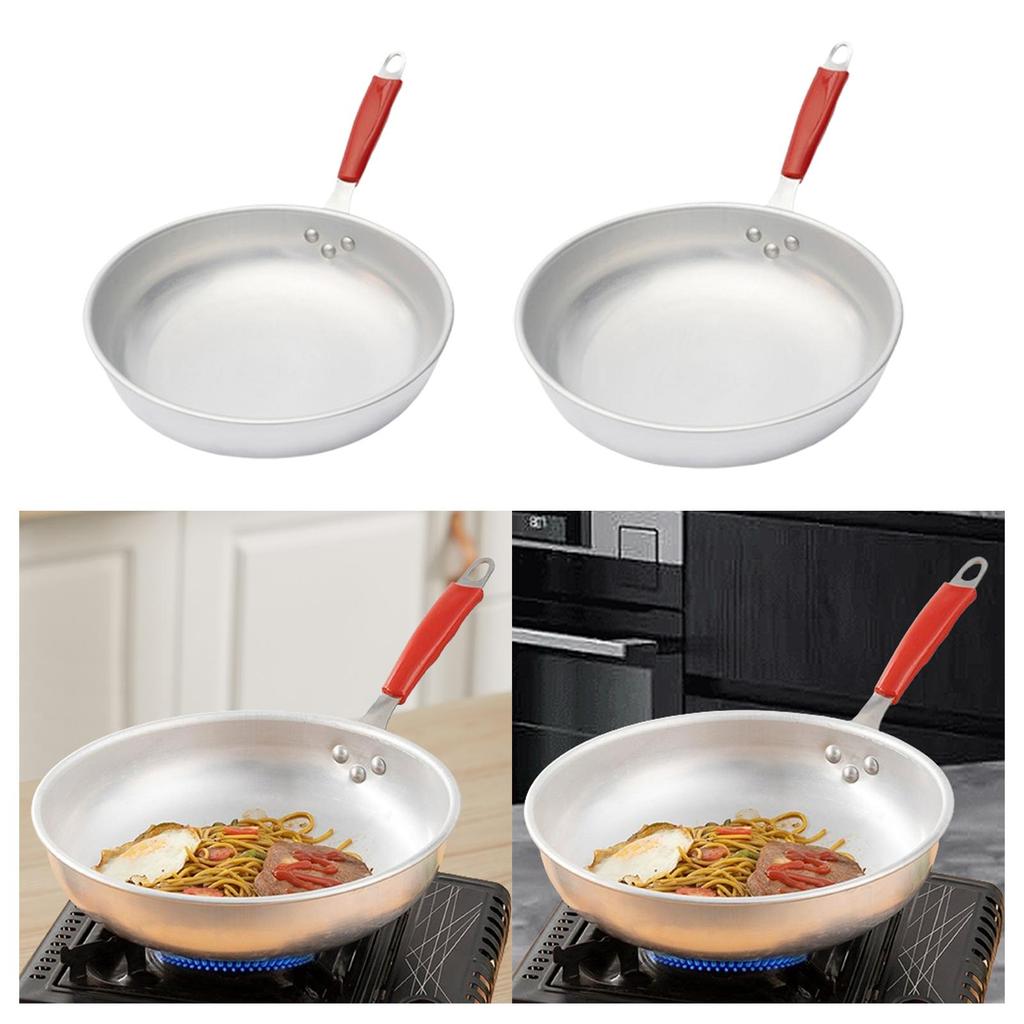 Saute Pan Silver Professional Thickened Anti Scratch with Heat Resistant Handle Aluminum Frying Pan Deep Chef Pan Fry Pan