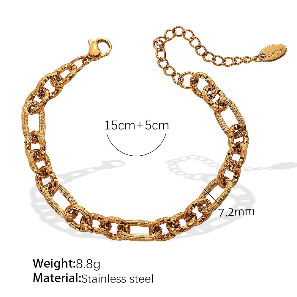 Trendy Embossed O-Chain Stainless Steel Bracelet - Simple, Fashionable Unisex Jewelry