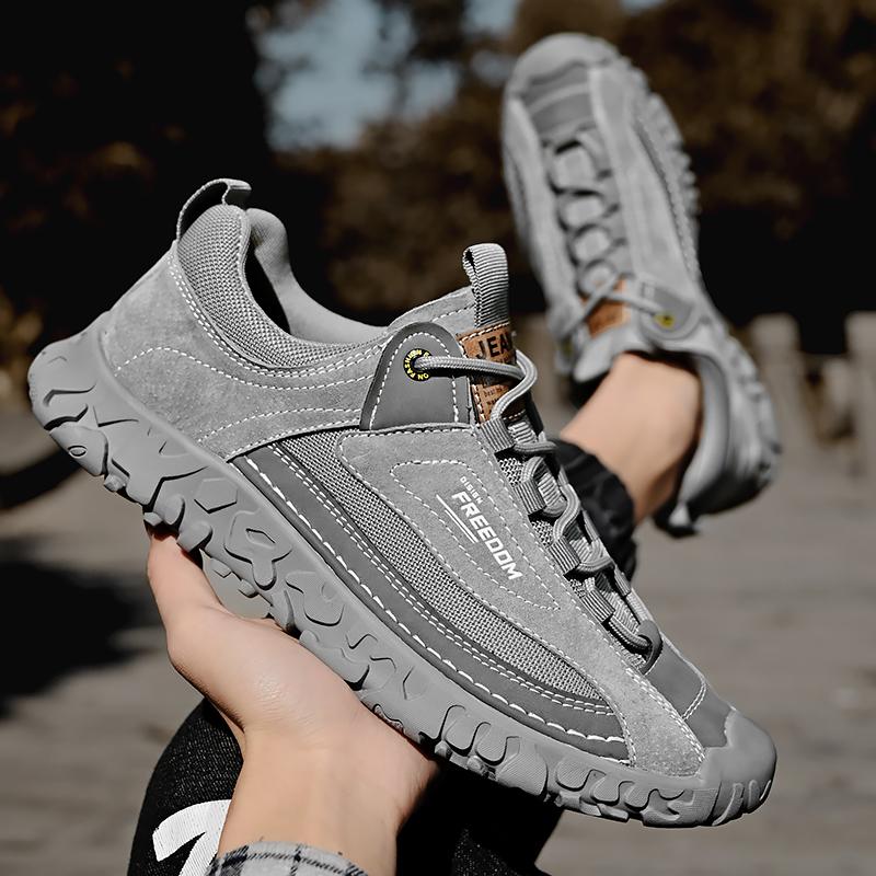 Four Seasons Men's Pigskin Mesh Breathable Retro Casual Shoes Large Size Casual Shoes Lightweight Ankle Boots