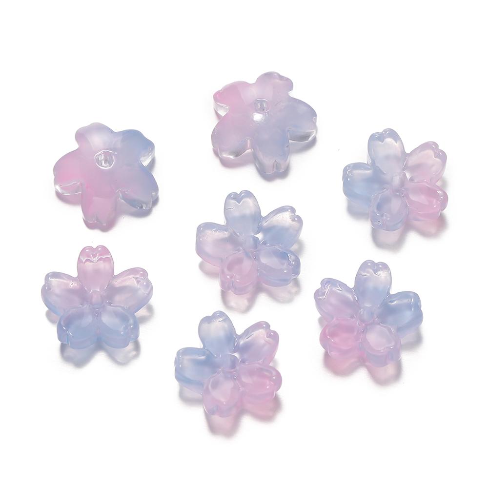 10Pcs/lot Glass Gradient Beads Cherry Blossom Scattered Beads Handcrafted DIY Production Jewelry Craft  Bracelet Accessories